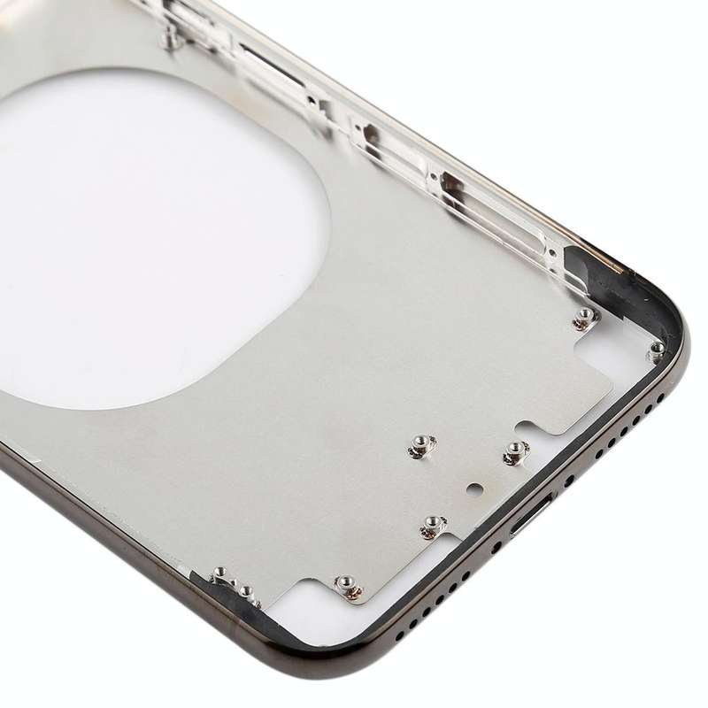 Transparent Back Cover with Camera Lens & SIM Card Tray & Side Keys for iPhone X (Black)