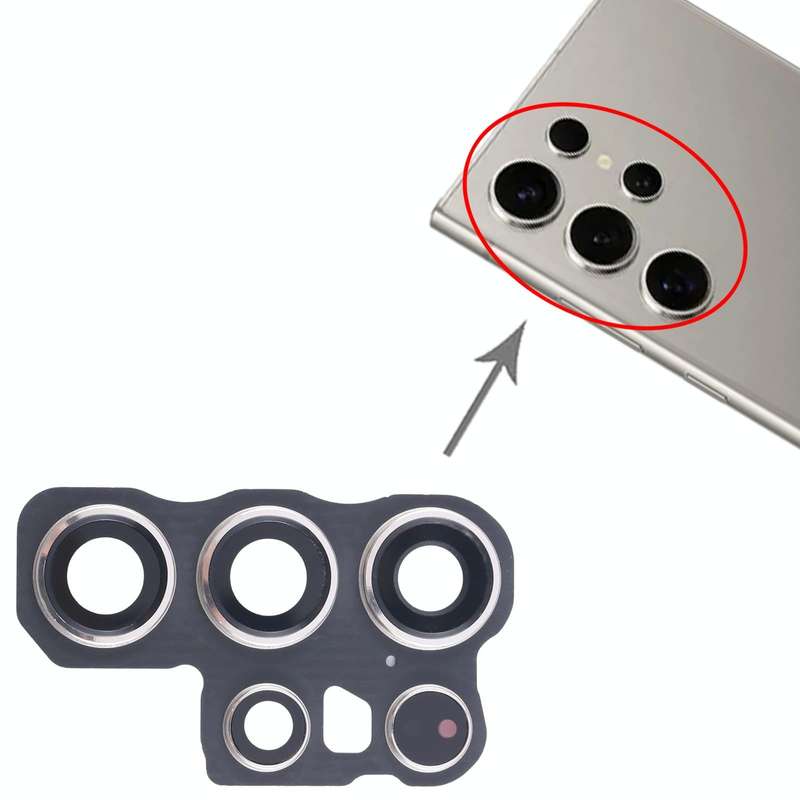 For Samsung Galaxy S24 Ultra SM-S928B 10pcs Original Rear Camera Lens Cover(Silver)