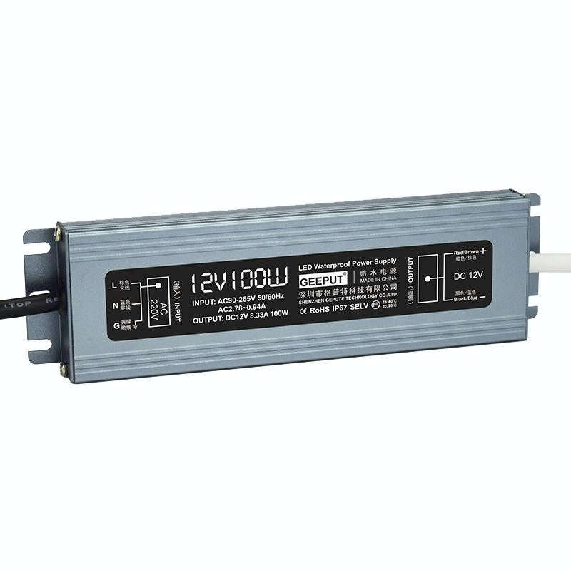 GEEPUT 220V Turn 12V LED Waterproof Power Supply Transformer, Model: 8.33A 100W