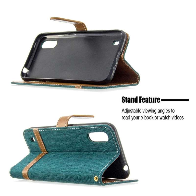 For Galaxy A01 Color Matching Denim Texture Horizontal Flip Leather Case with Holder & Card Slots...