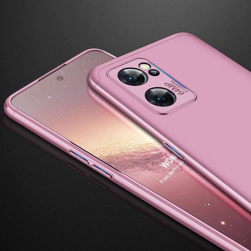 For OPPO Reno7 Global GKK Three Stage Splicing Full Coverage PC Case(Rose Gold)