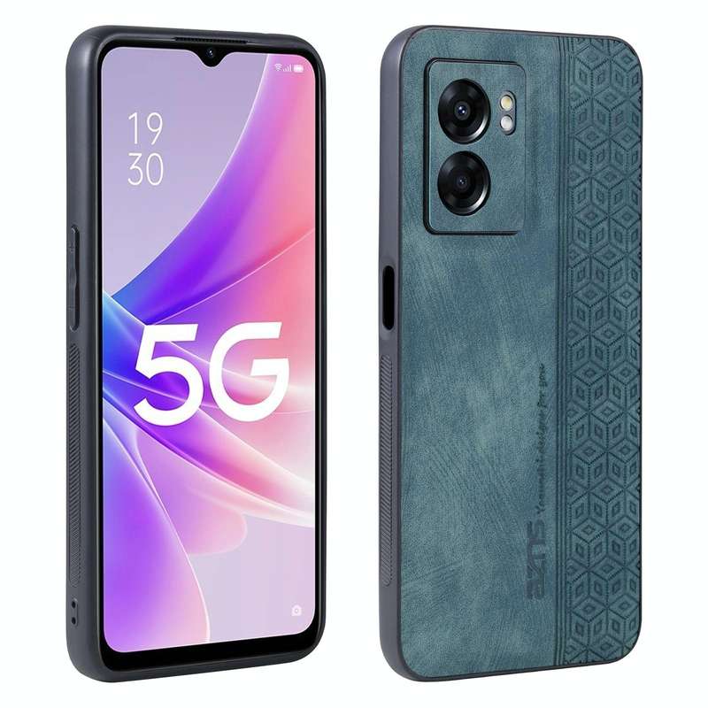 For OPPO A57 5G / A77 5G / Realme Q5i / V23 AZNS 3D Embossed Skin Feel Phone Case(Dark Green)