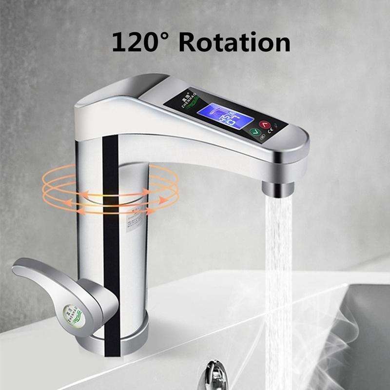 Intelligent Instant Digital Hot Water Faucet Hot and Cold Water Heater, EU Plug(Silver Grey)