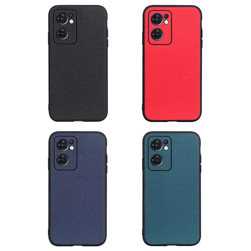 For OPPO Reno7 5G International Accurate Hole Genuine Leather Phone Case(Black)