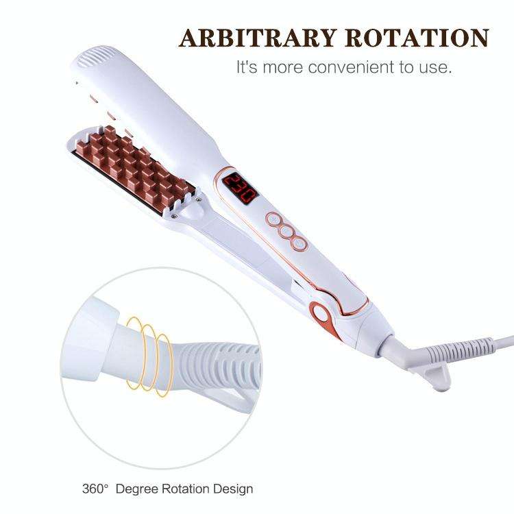 Multi-functional Long & Short Hair Styling Iron Ceramic Tourmaline Volumizing Hair Iron(White gold)