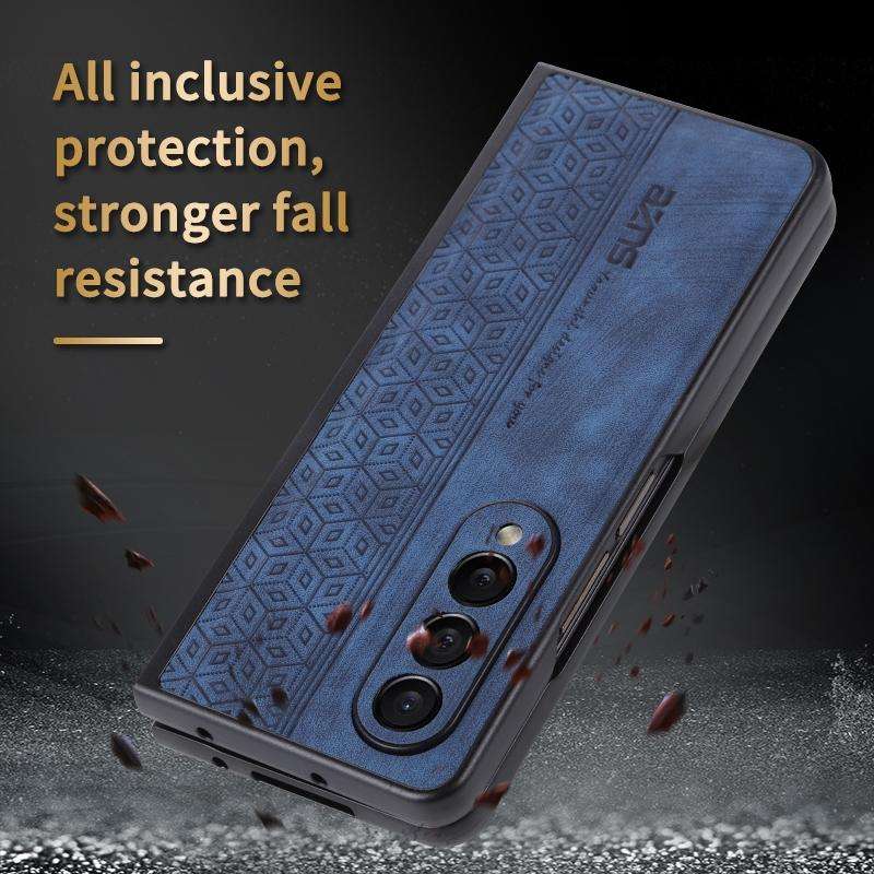 For Samsung Galaxy Z Fold3 5G AZNS 3D Embossed Skin Feel Phone Case(Brown)