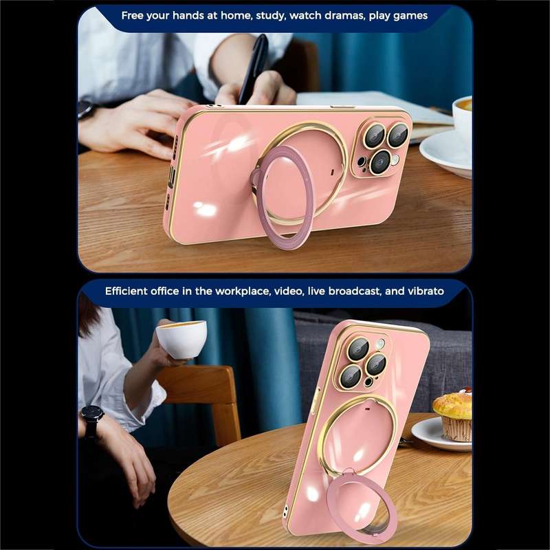 For iPhone XR Multifunction Electroplating MagSafe Holder Phone Case(White)