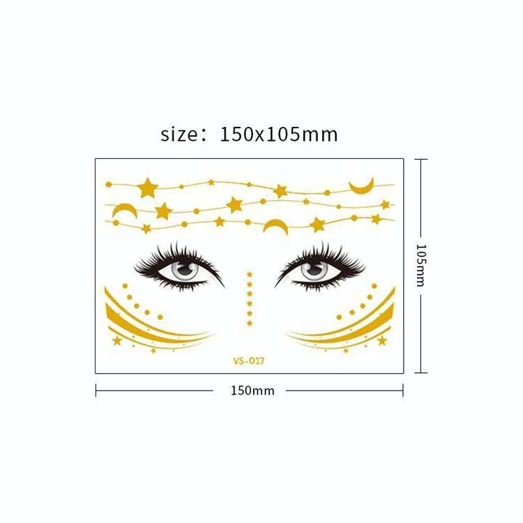 20 PCS Waterproof Bronzing Face Tattoo Stickers Party Masquerade Face Stickers(VS-033)