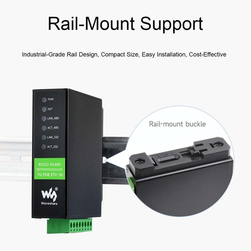 Waveshare RS232 RS485 To RJ45 Ethernet Serial Server, Spec: RS232 RS485 TO ETH (B)