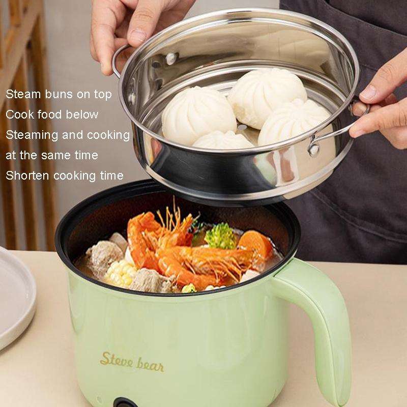 18cm Fast / Slow Gear+Non-stick Pot+Stainless Steel Steaming Grid Multifunctional Mini Electric C...