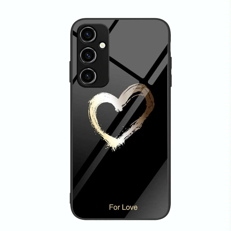 For Samsung Galaxy A34 5G Colorful Painted Glass Phone Case(Black Love)