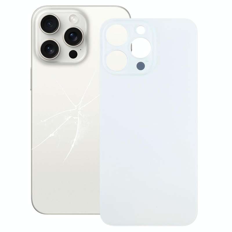 For iPhone 15 Pro Max Easy Replacement Big Camera Hole Glass Back Battery Cover(White)