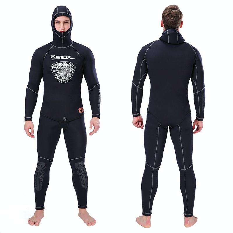 SLINX Thickened Long-sleeved Split Wetsuit With Headgear, Size: L(Jacket)