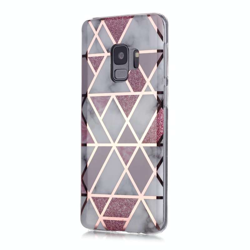 For Galaxy S9 Plating Marble Pattern Soft TPU Protective Case(Pink)