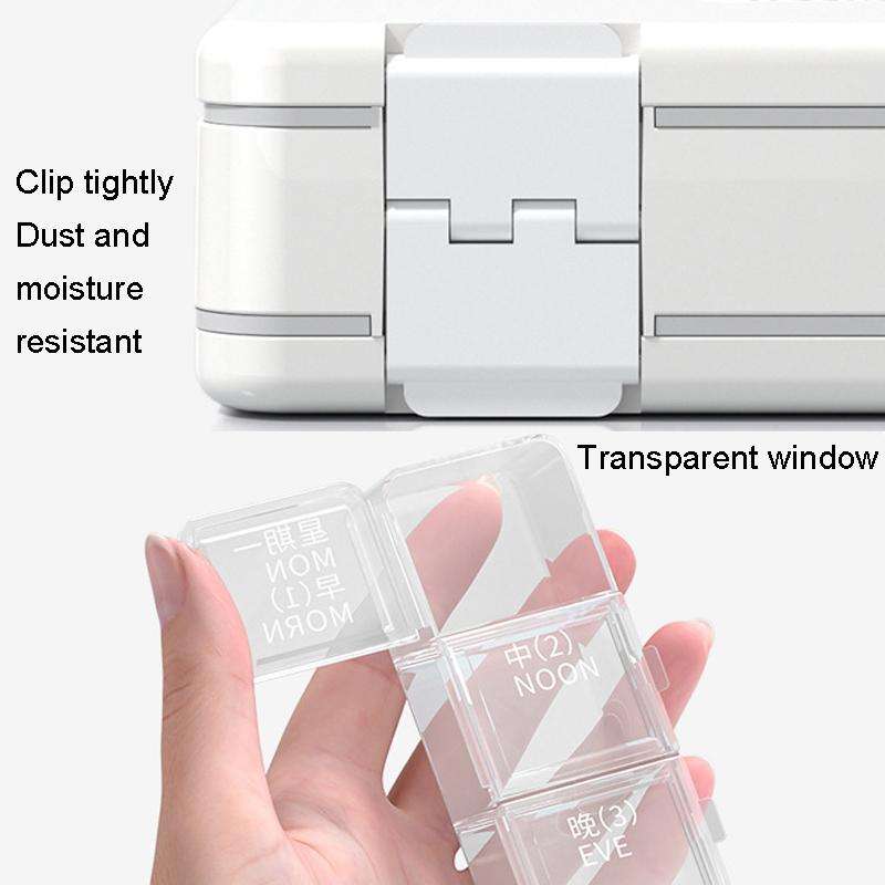 24 Grid Large Capacity Sealing Pills Case 3 Times A Day 7 Day Medicine Organizer Box(White)