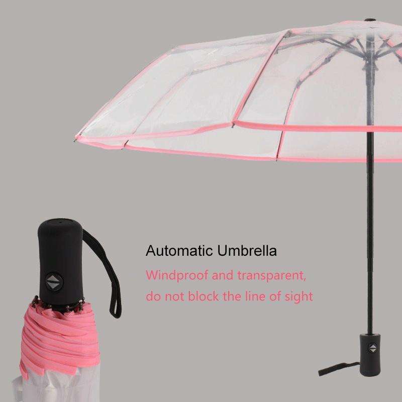 Creative Transparent Folding Umbrella 8 Bones Automatic Umbrella(White)