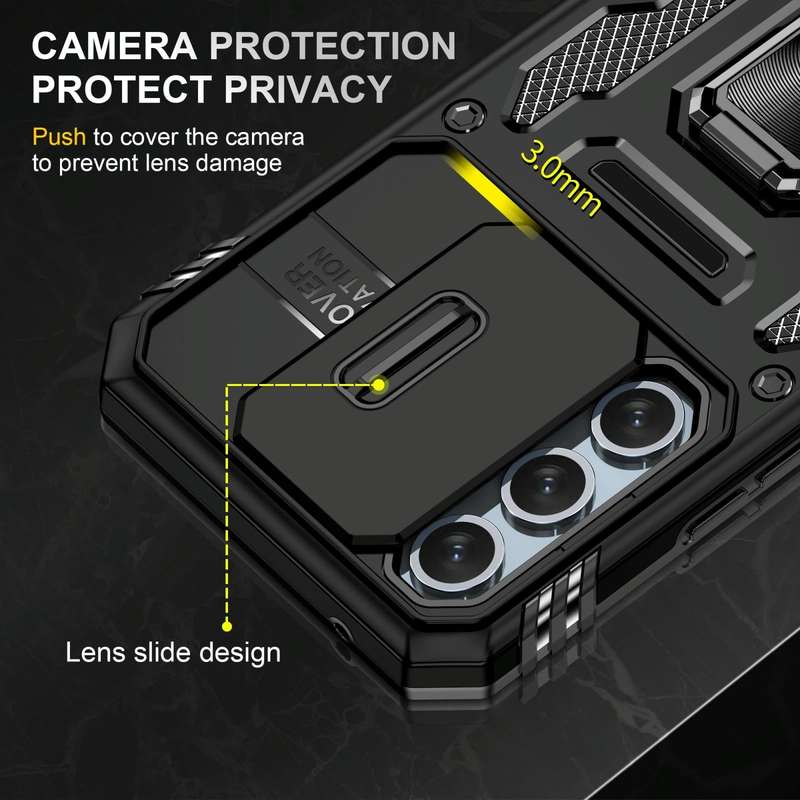 For Samsung Galaxy S23 FE 5G Armor PC + TPU Camera Shield Phone Case(Black)