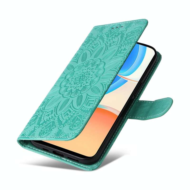 For Honor X8 / X30i Embossed Sunflower Leather Phone Case(Green)