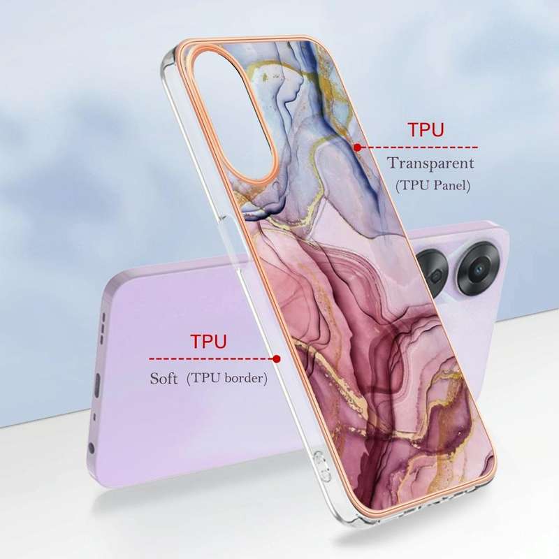 For OPPO A78/A58 Electroplating Marble Dual-side IMD Phone Case(Rose Red 014)