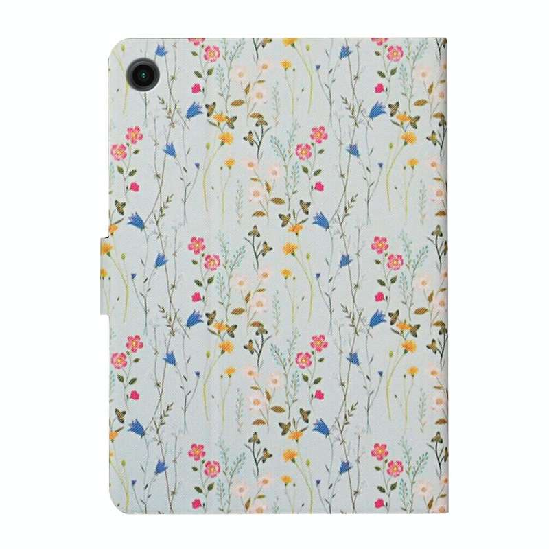 For Samsung Galaxy Tab A9 Flower Pattern Horizontal Flip PU Tablet Case with Sleep / Wake-up Func...