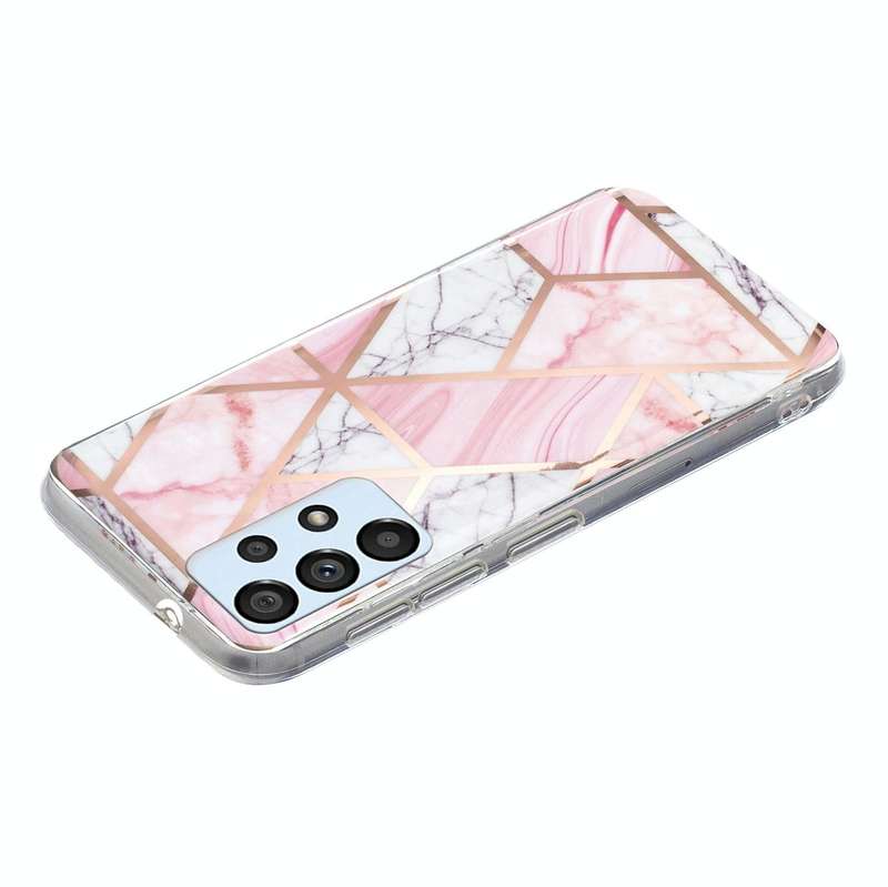 For Samsung Galaxy A53 Electroplated Marble Pattern TPU Phone Case(Pink and White)
