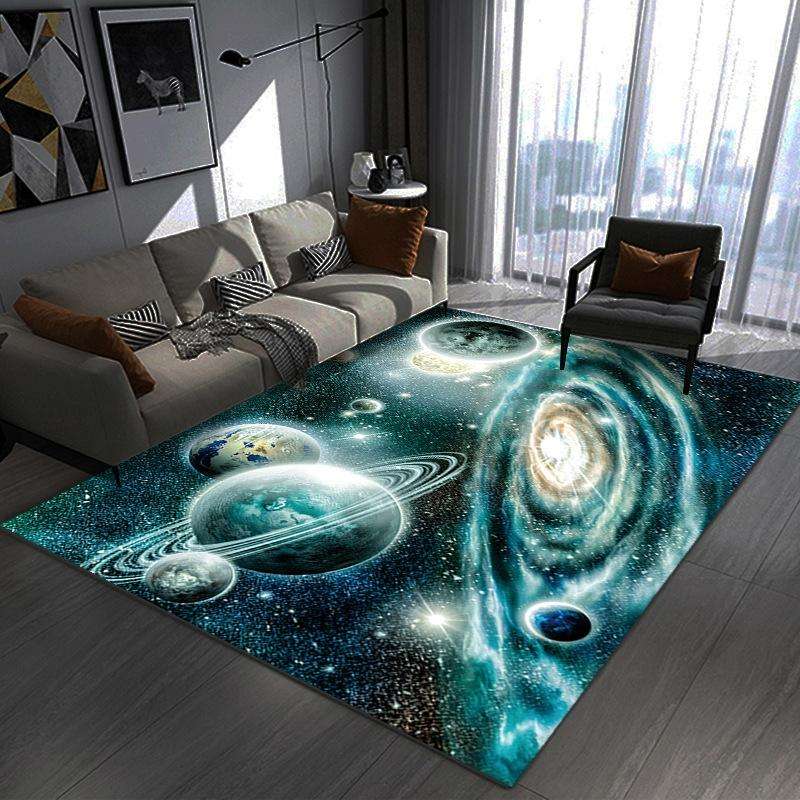 3D Visual Cartoon Cosmic Planet Living Room Carpet, Size: 50x80cm(RZ Cosmic Planet 8)