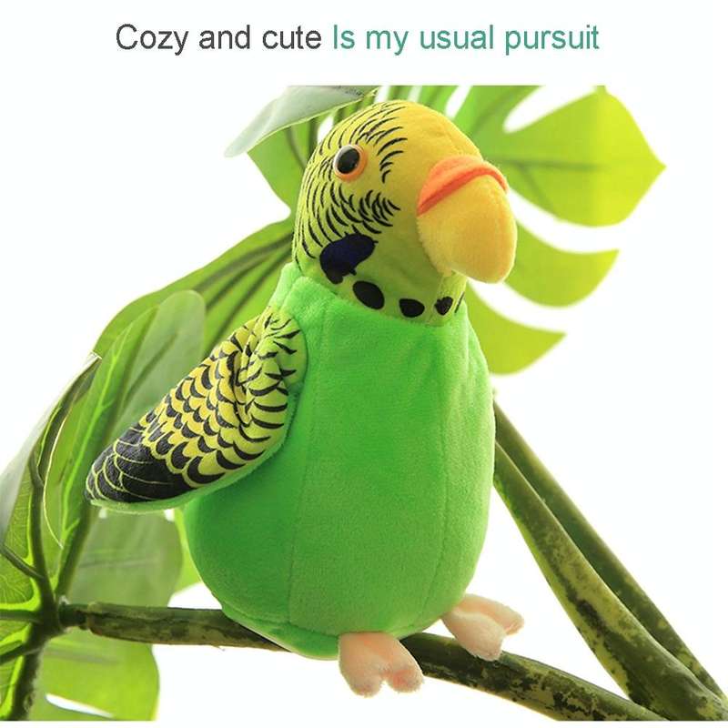 Plush Toy Parrots Recording Talking Parrots Will Twist the Fan Wings Children Toys, Size:Height 1...