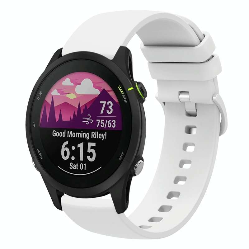 For Garmin Forerunner 255S 18mm Solid Color Soft Silicone Watch Band(White)