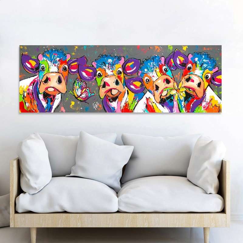 Colorful Cows Home Decoration Canvas Painting HD Inkjet Frameless Painting Core, Size:40120cm