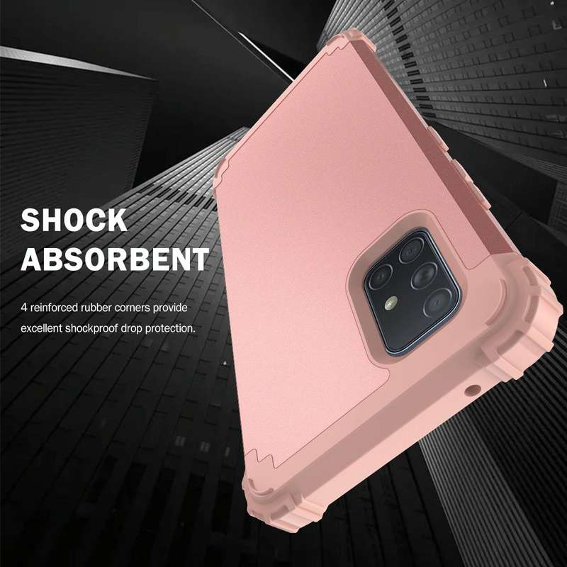 For Samsung Galaxy A71 5G 3 in 1 Shockproof PC + Silicone Protective Case(Rose Gold)