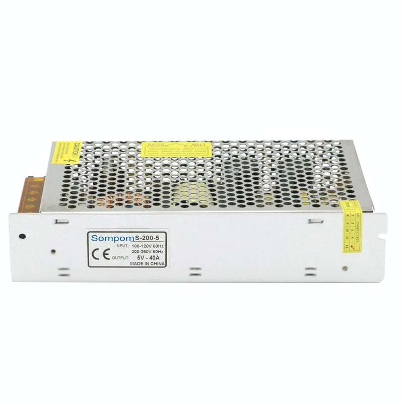 SOMPOM S-200-5 200W 5V 40A Switching Driver LED Light Strip Display Screen Lighting Monitor Power...