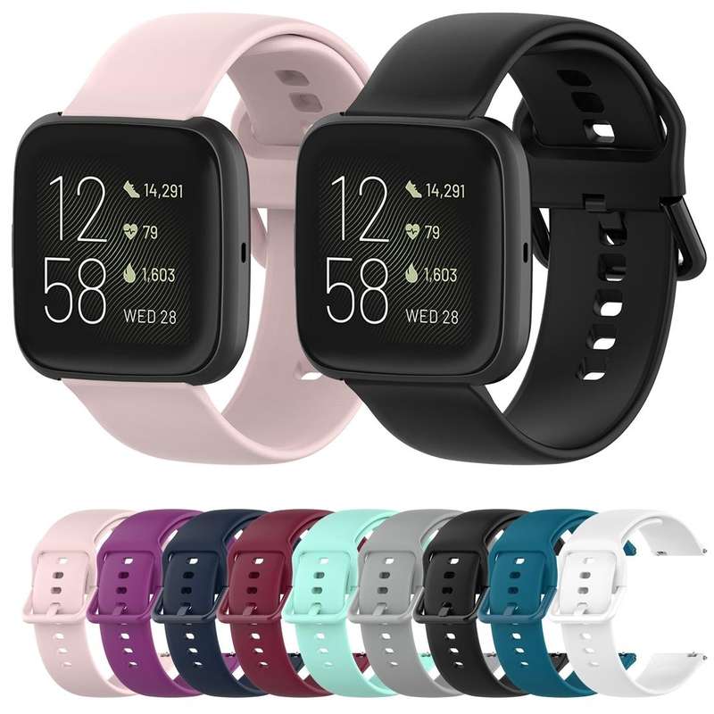 23mm Color Buckle Silicone Wrist Strap Watch Band for Fitbit Versa 2 / Versa / Versa Lite / Blaze...
