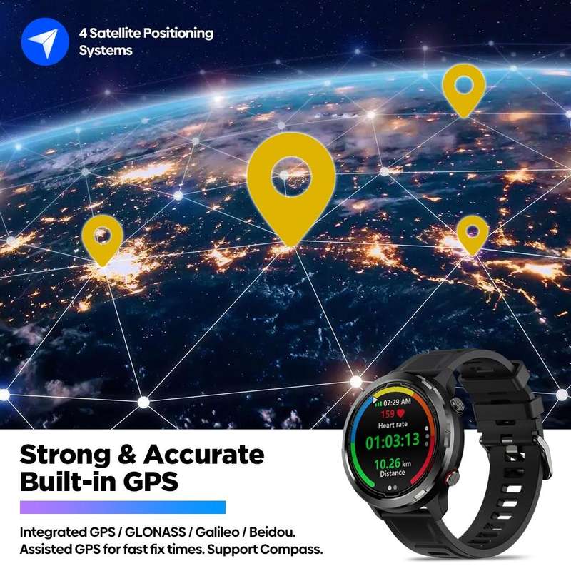 Zeblaze Stratos 2 Lite 1.32 inch IPS Screen 5 ATM Waterproof GPS Smart Watch, Support Heart Rate ...