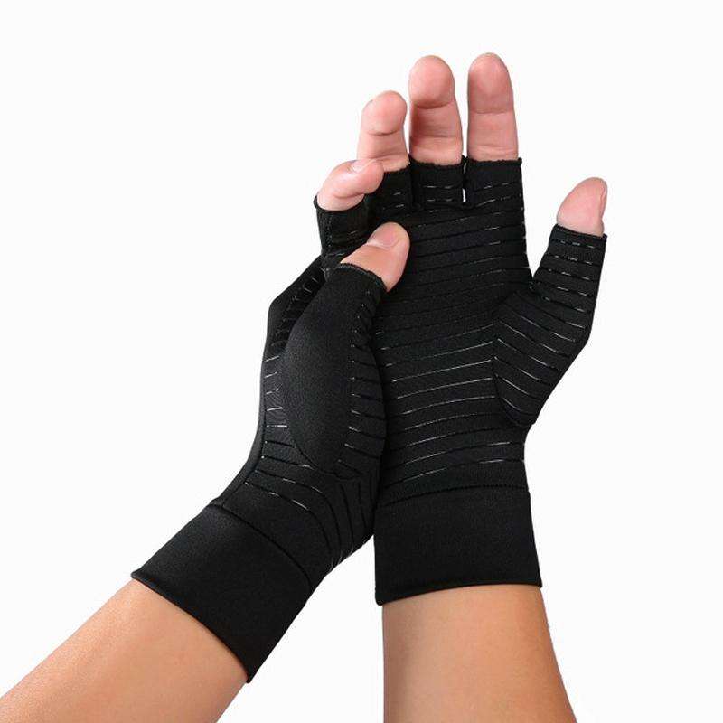 Black Fiber A Pair Sports Breathable Health Care Half Finger Gloves Rehabilitation Training Arthr...