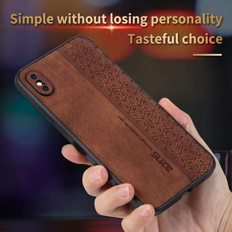 For iPhone X / XS AZNS 3D Embossed Skin Feel Phone Case(Brown)