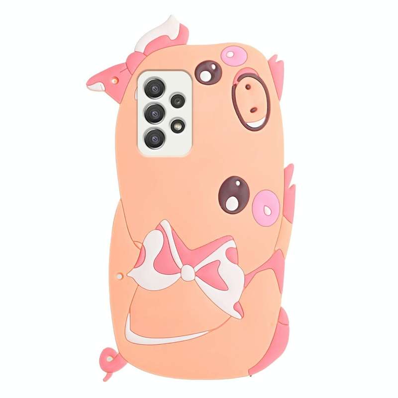 For Samsung Galaxy A53 5G Crossbody Cartoon Silicone Phone Case(Pig)