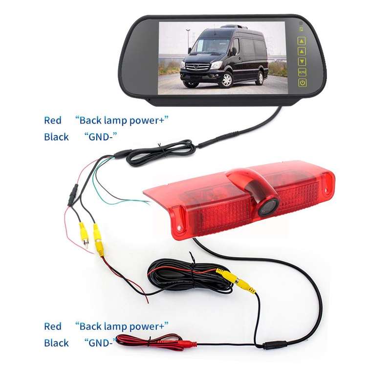 PZ478 Car Waterproof 170 Degree Brake Light View Camera + 7 inch Rearview Monitor for Chevrolet E...