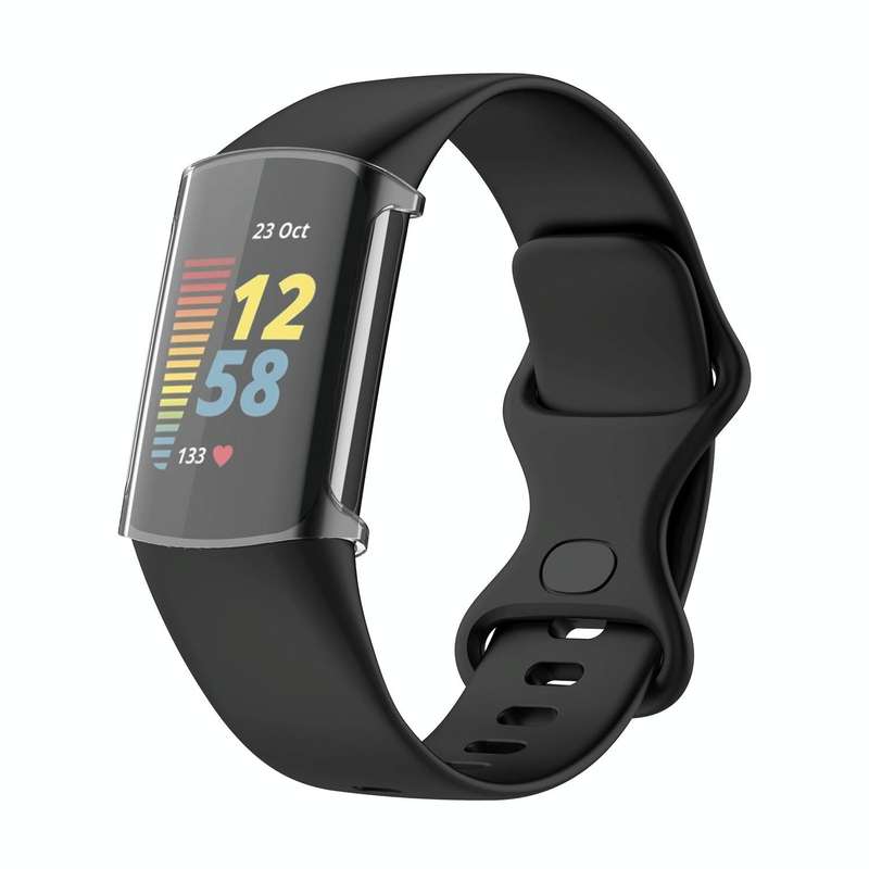 For Fitbit Charge 5 Full Coverage TPU Electroplating Protective Case Cover(Transparent White)