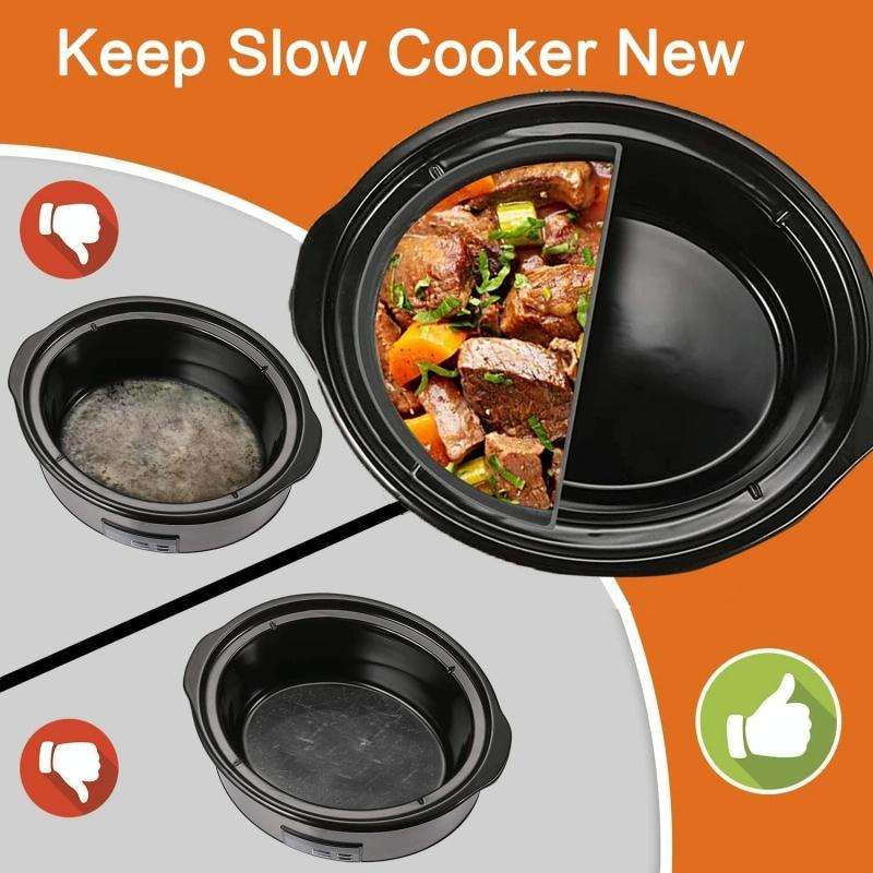 For Crockpot 6QT Slow Cooker Silicone Liners Divider Reusable Leak Proof Mats, Spec: Gray 3 Compa...