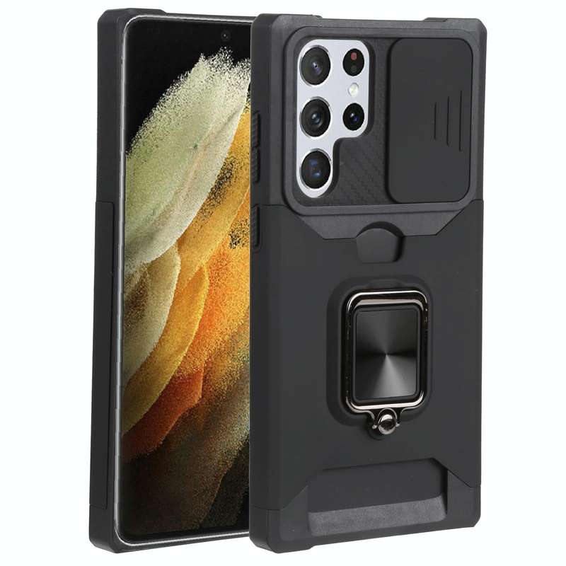 For Samsung Galaxy S22 Ultra 5G Sliding Camera Cover Design PC + TPU Shockproof Phone Case with R...