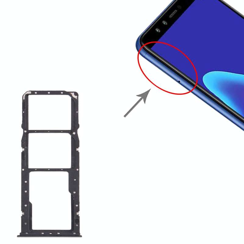 SIM Card Tray + SIM Card Tray + Micro SD Card Tray for Huawei Y9 (2018) (Black)