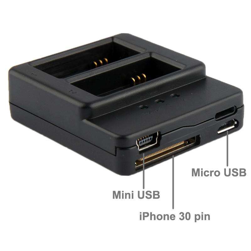 Battery Charger for GoPro Hero 3+ / 3 (AHDBT-301, AHDBT-302)(Black)