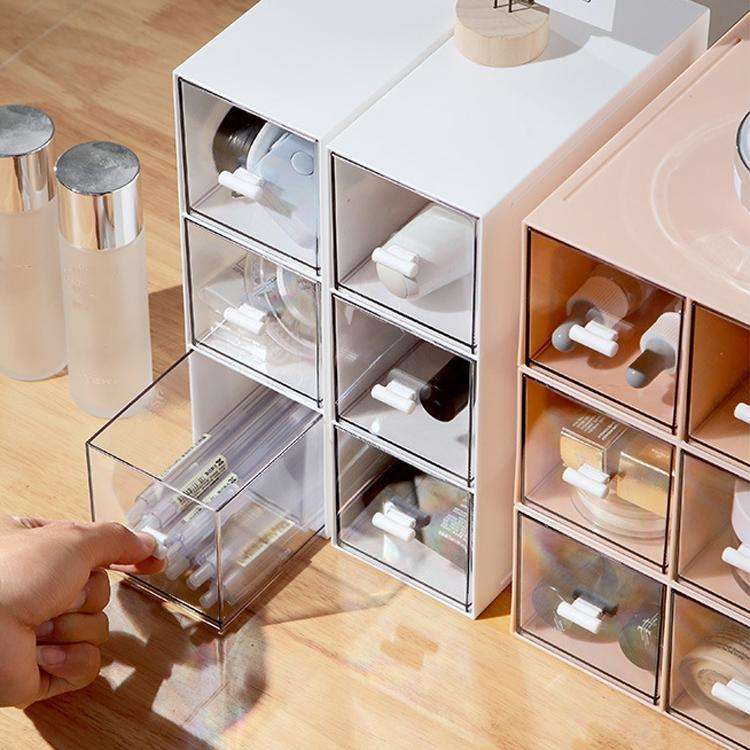 Desktop Drawer Storage Box Cosmetics Office Student Stationery Pen Dormitory Three Grid Desk Rack...