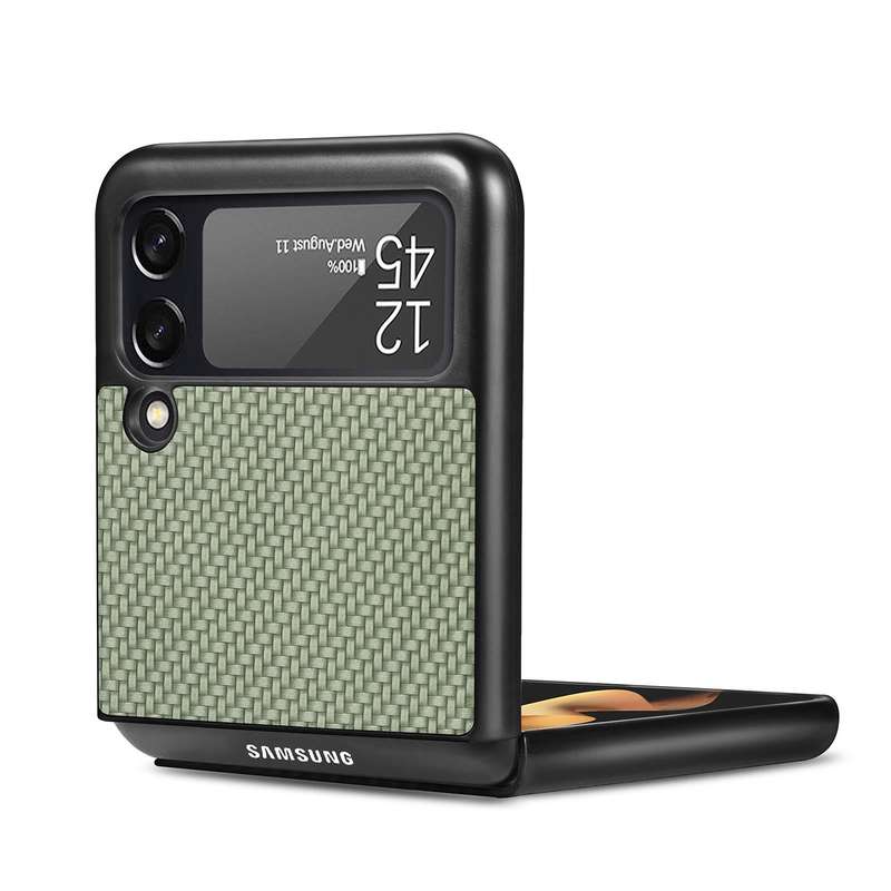 For Samsung Galaxy Z Flip4 5G Cross Pattern Slim PC Protective Phone Case(Green)