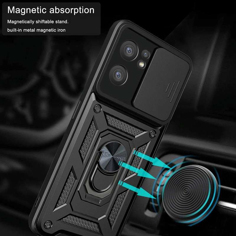 For OPPO Reno7 5G Global / Find X5 Lite Sliding Camera Cover Design TPU+PC Phone Case(Black)