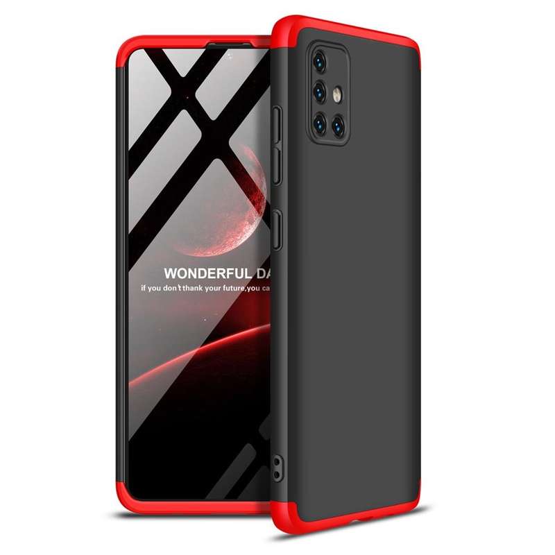 For Samsung Galaxy A51 GKK Three Stage Splicing Full Coverage PC Protective Case(Black Red)