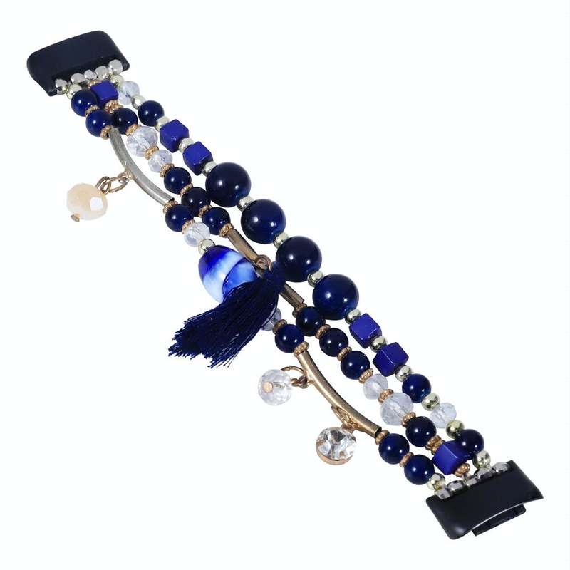 For Fitbit Charge 5 Round Bead Chain Watch Band(Blue)