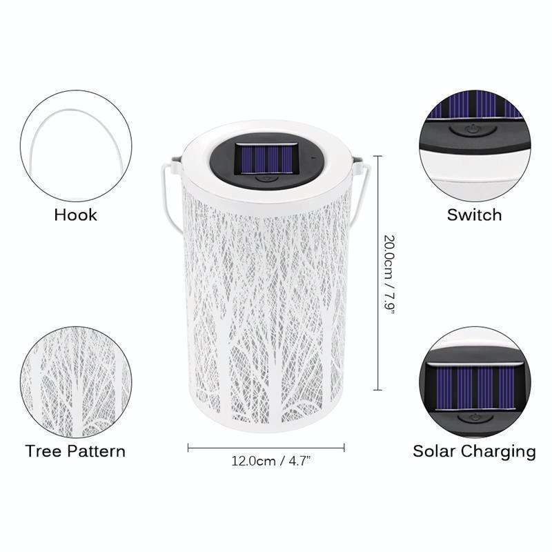 Outdoor Solar Wrought Iron Projection Lamp Hollow Wall Hanging Portable Garden Decorative Lamp, S...