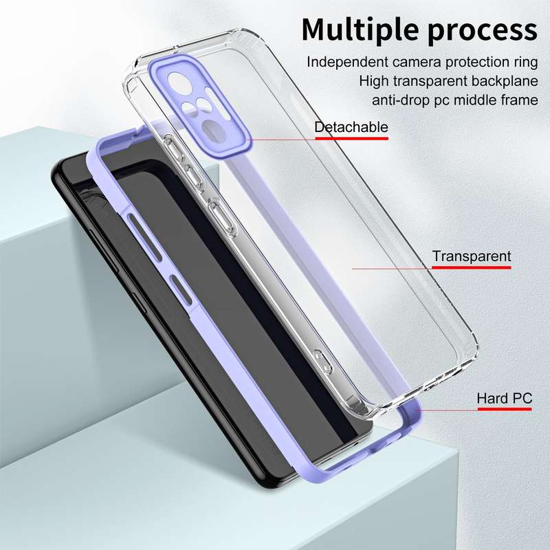 For Xiaomi Redmi Note 10 Pro Max 4G 3 in 1 Clear TPU Color PC Frame Phone Case(Purple)