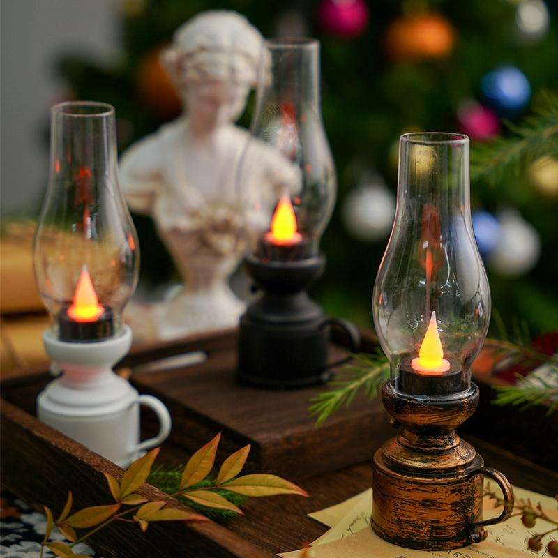 Retro Luminous Kerosene Lamp Christmas Simulation Oil Lamp Decoration, Spec: Water-drop (Bronze)
